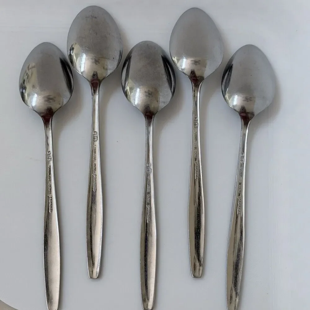 9pc Granada Rose and Leaves Flatware Set Stainless Textured Handle Japan Rare